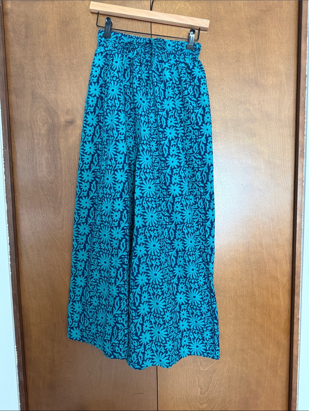 Floral Print Teal Wide Leg Pants
